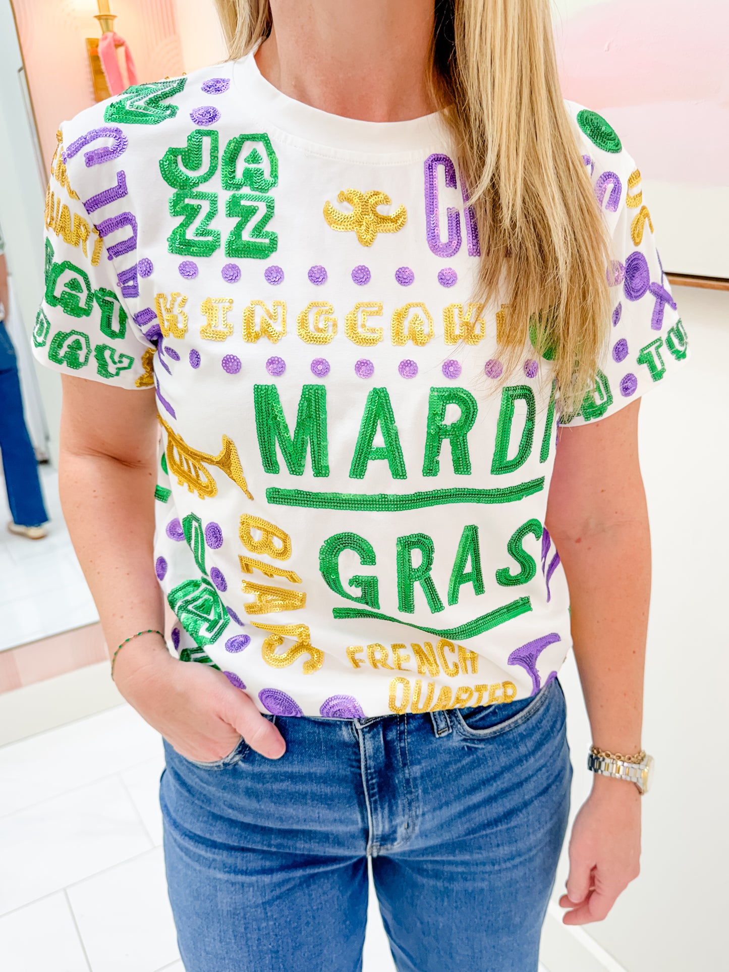 Sequin All Things Mardi Gras Tee