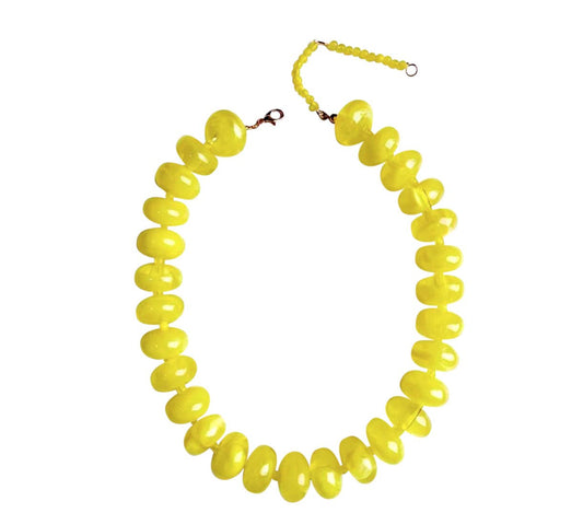 Bailey Chunky Beaded Necklace-Yellow