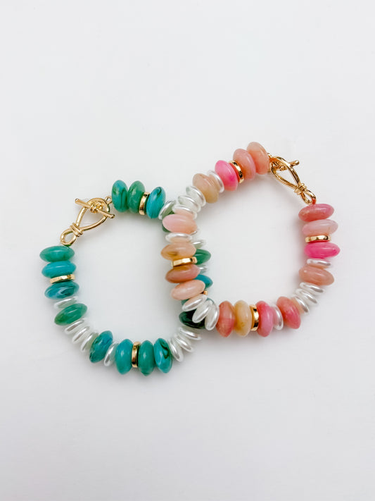 Stretch Multi Bead Toggle Bracelet