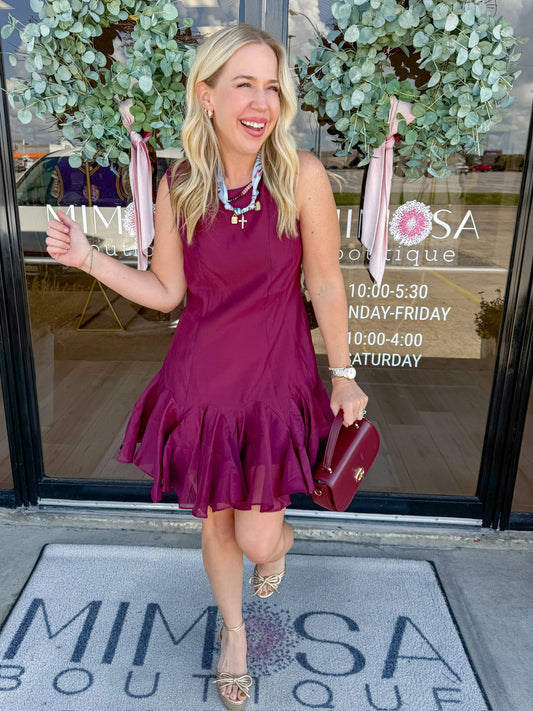 Godet Ruffled Cocktail Dress