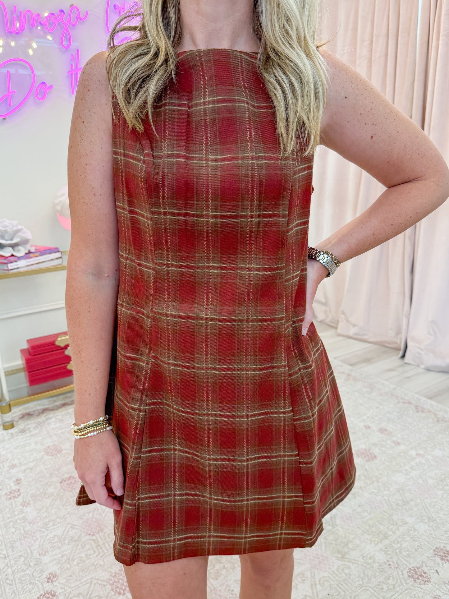 Stevie Plaid Skater Mini Dress