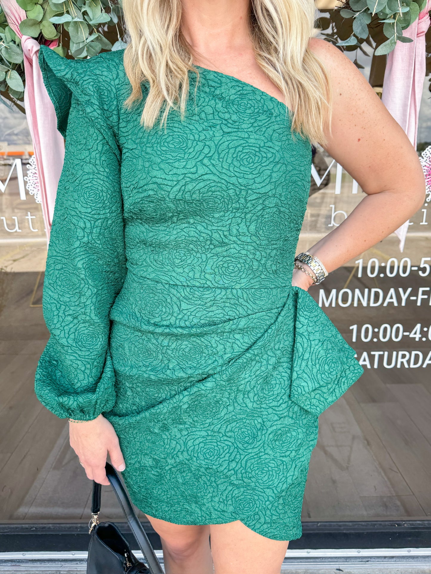 Wayne One Shoulder Textured Mini Dress