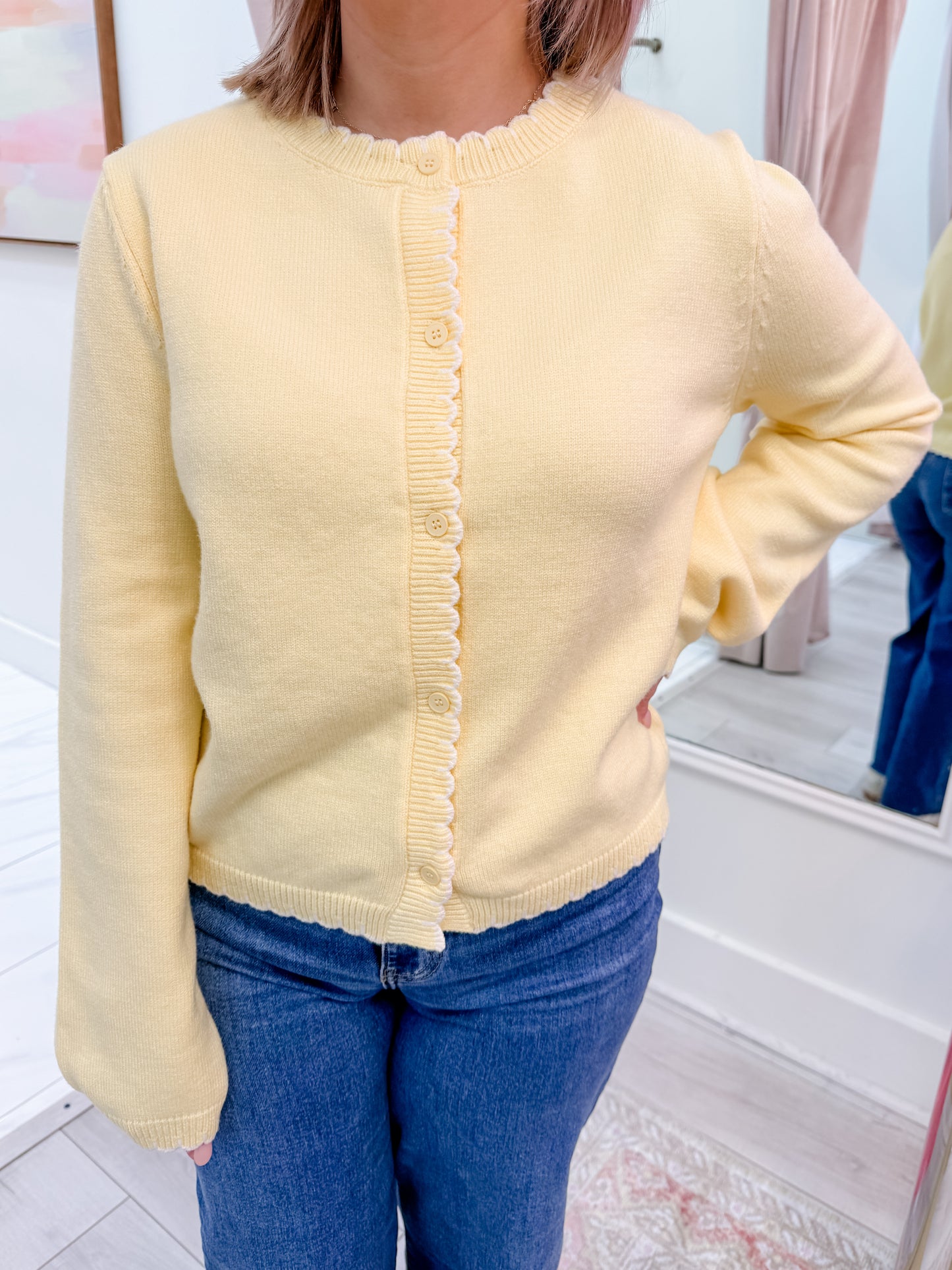 Celia Scallop Trim Cardigan