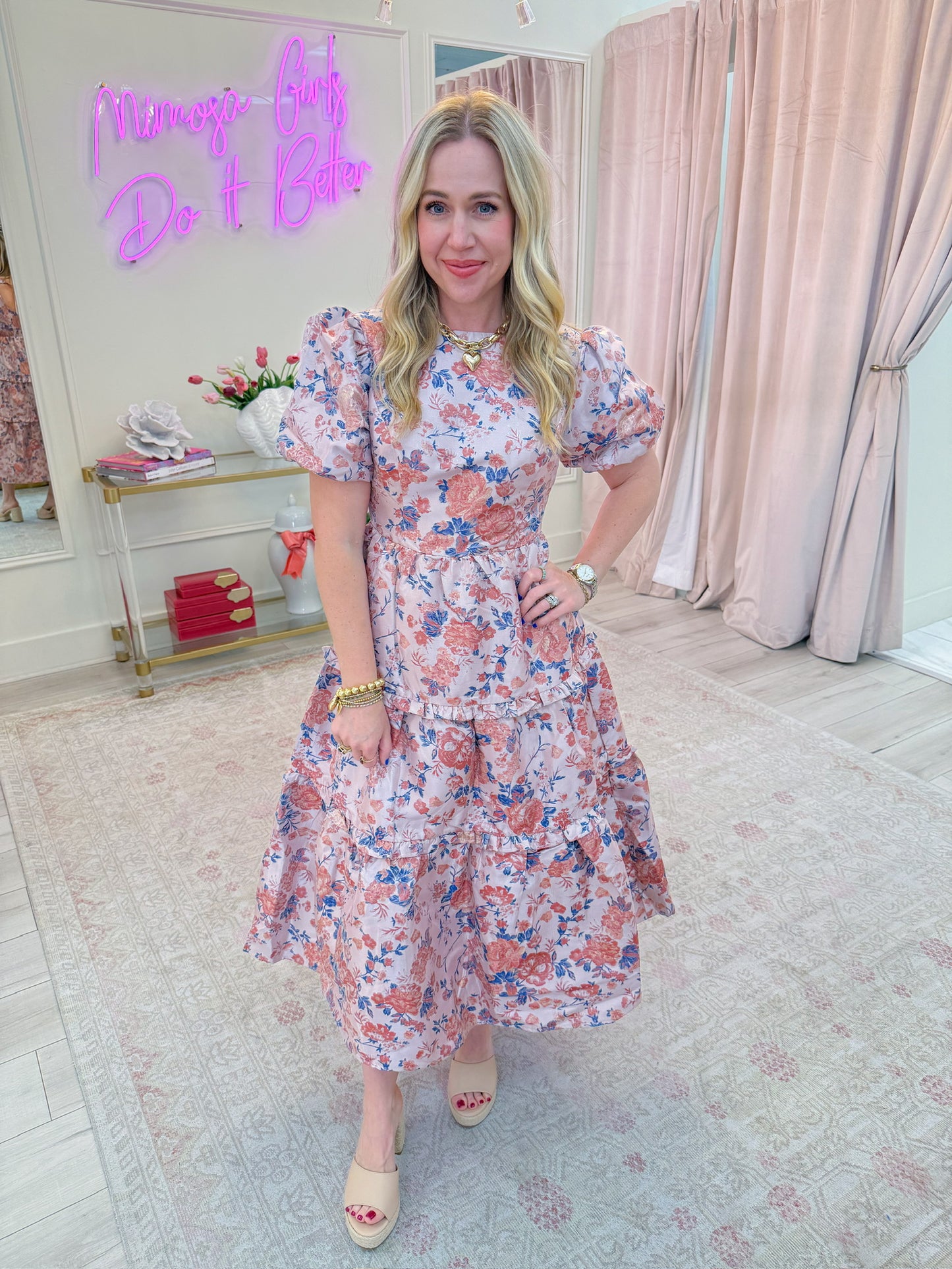 Merrit Jacquard Floral Midi Dress