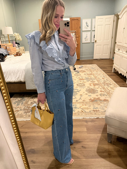 Lia Eyelet Ruffled Blouse