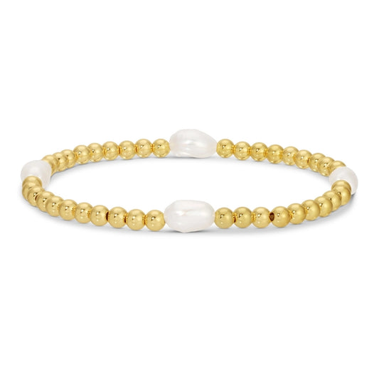 4mm Bead & Medium Pearl Stretch Bracelet