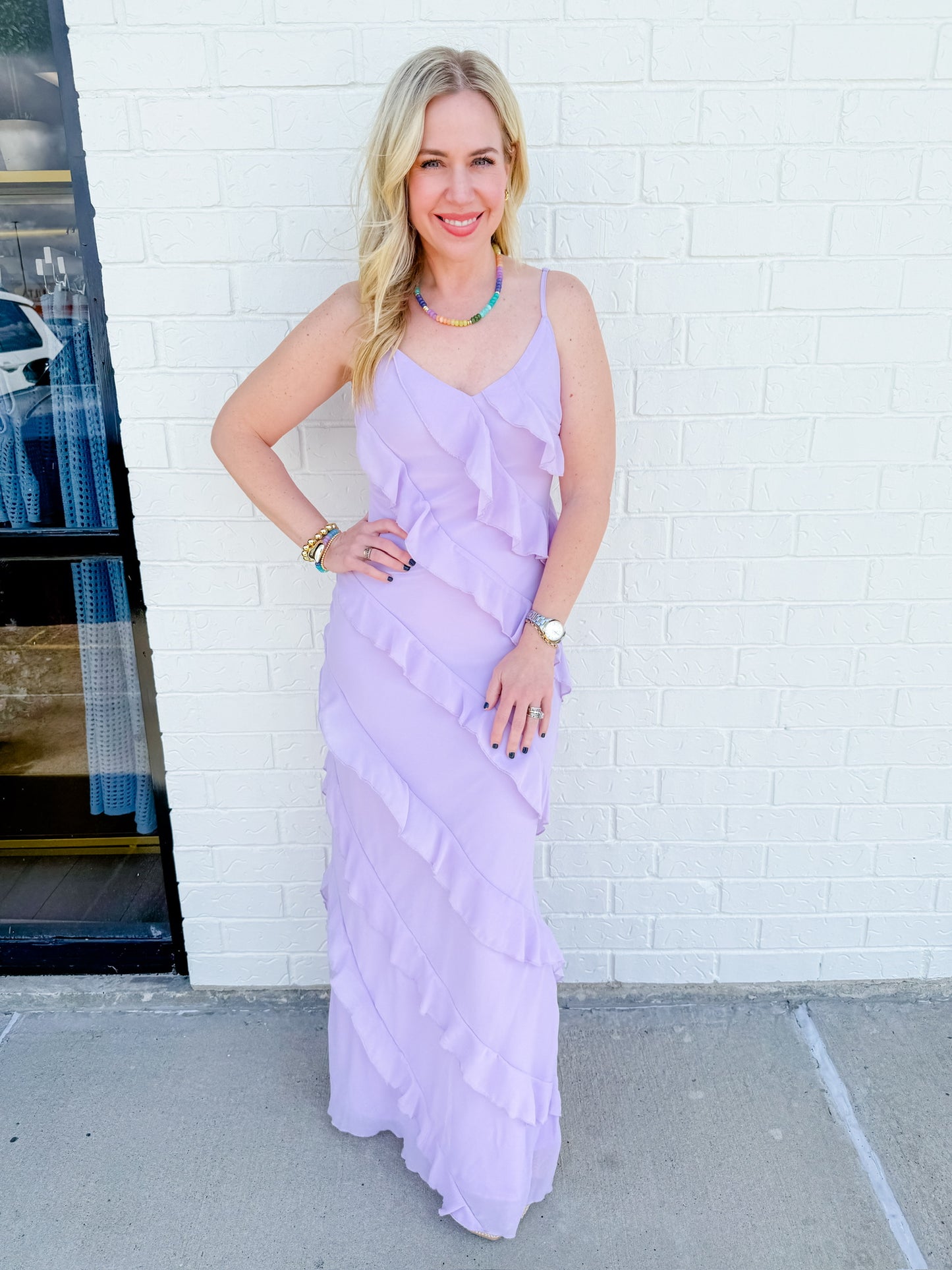 Laine Waterfall Ruffle Maxi Dress