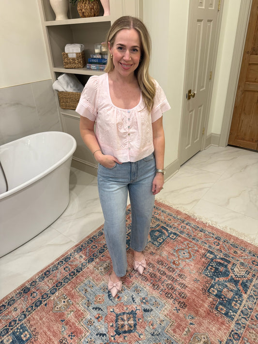 Elaine Flutter Sleeve Crop Blouse