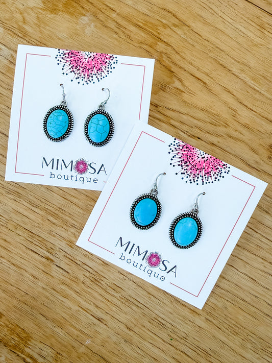 Turquoise Oval Drop Earrings