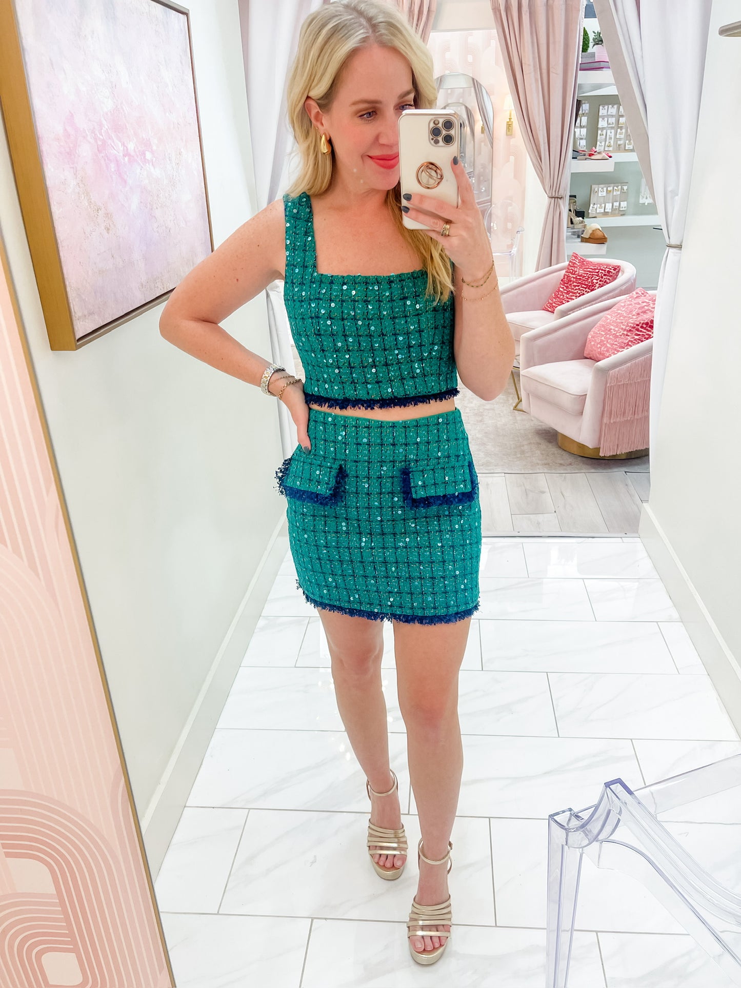 Ivana Cropped Tweed Top