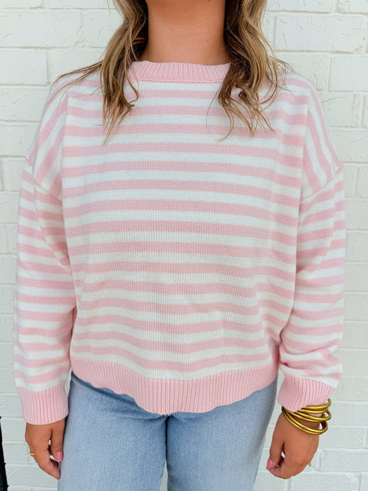 Blush Stripe Crewneck Sweater