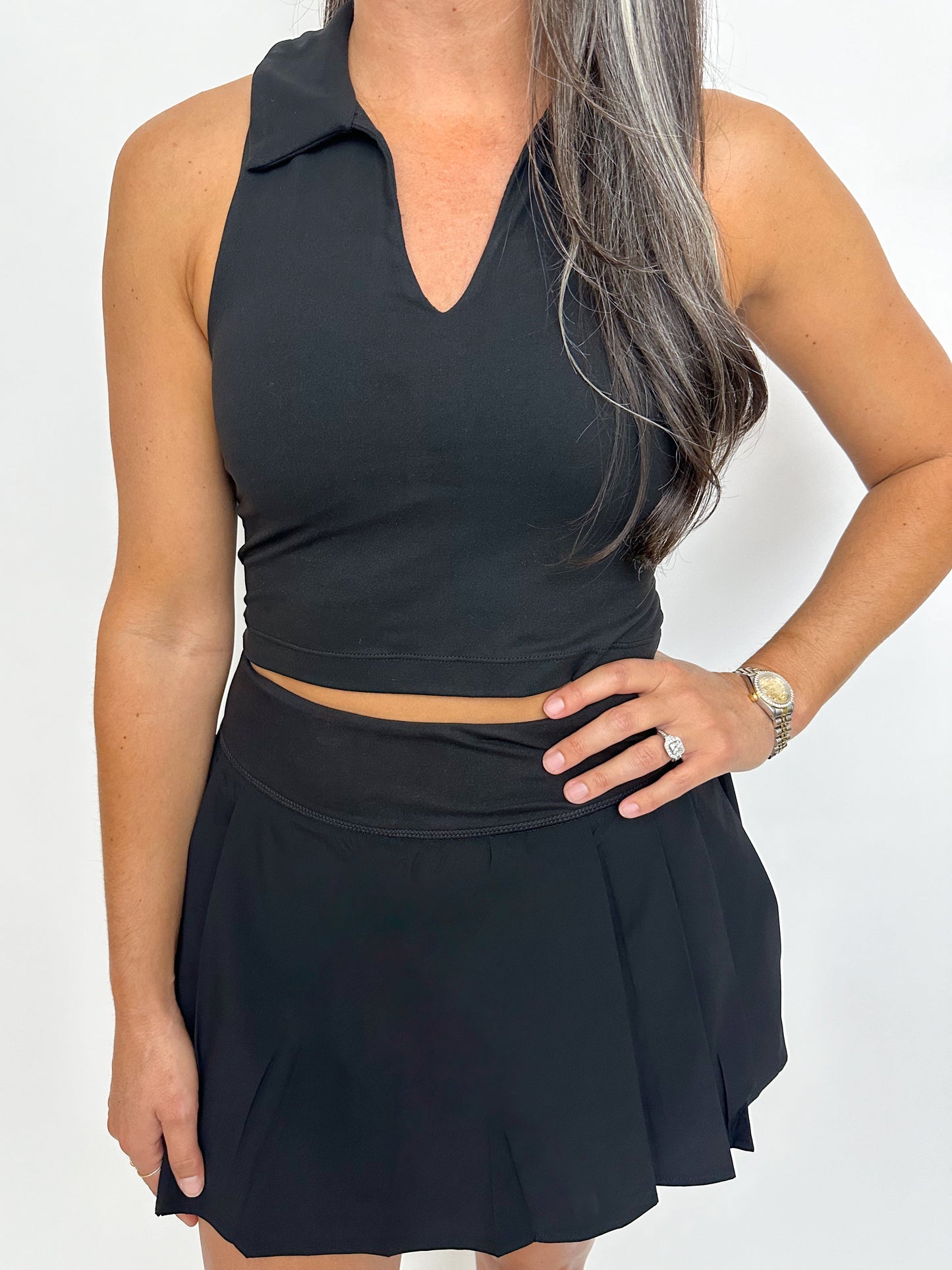 Sporty Collared Crop Tank