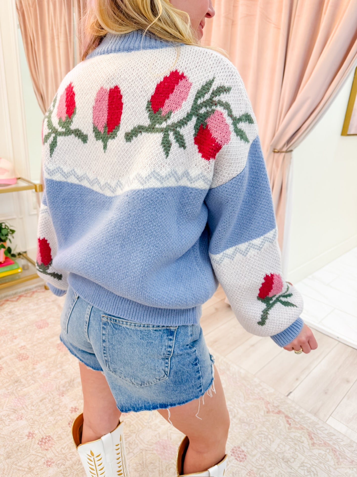 Rosebud Zip Up Sweater Jacket