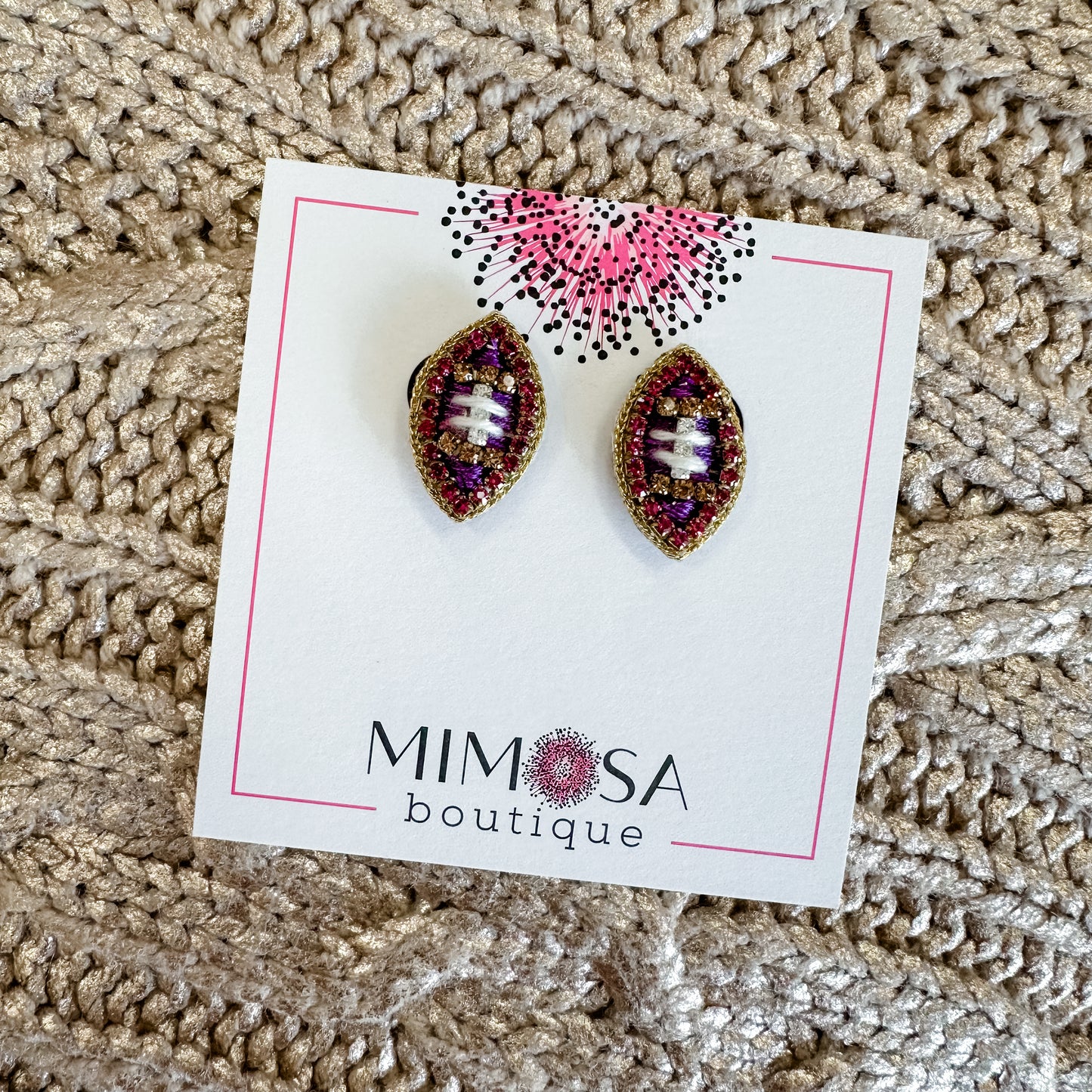 Football Thread Stud Earrings