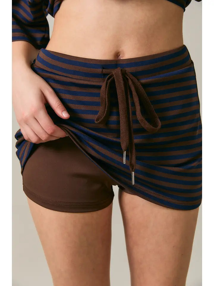 Downtown Striped Mini Skort
