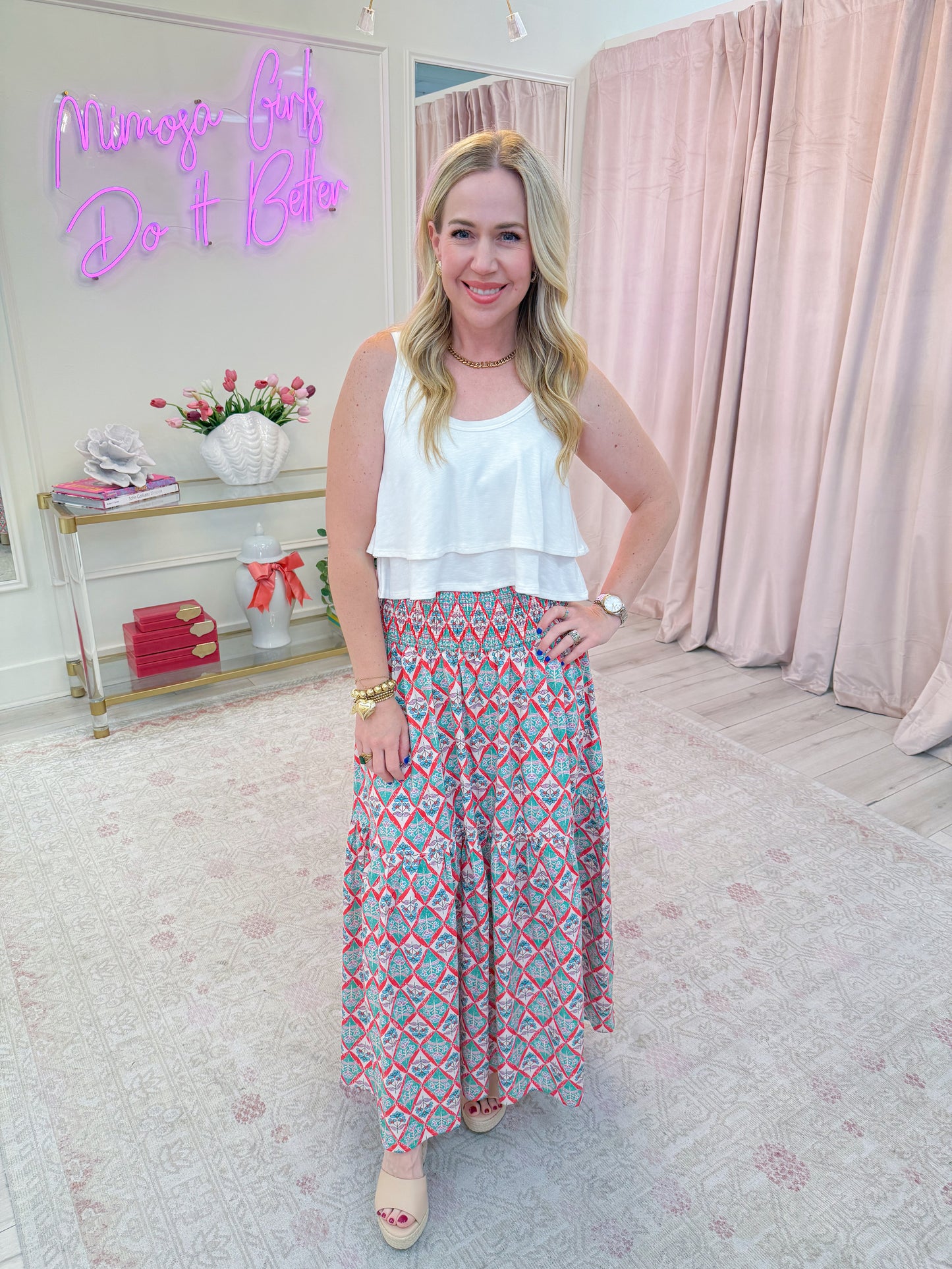 Parisian Floral Tiered Maxi Skirt