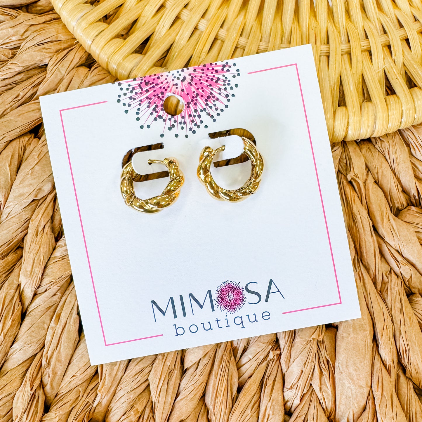 Small Braided Twist Hinge Hoop Earrings