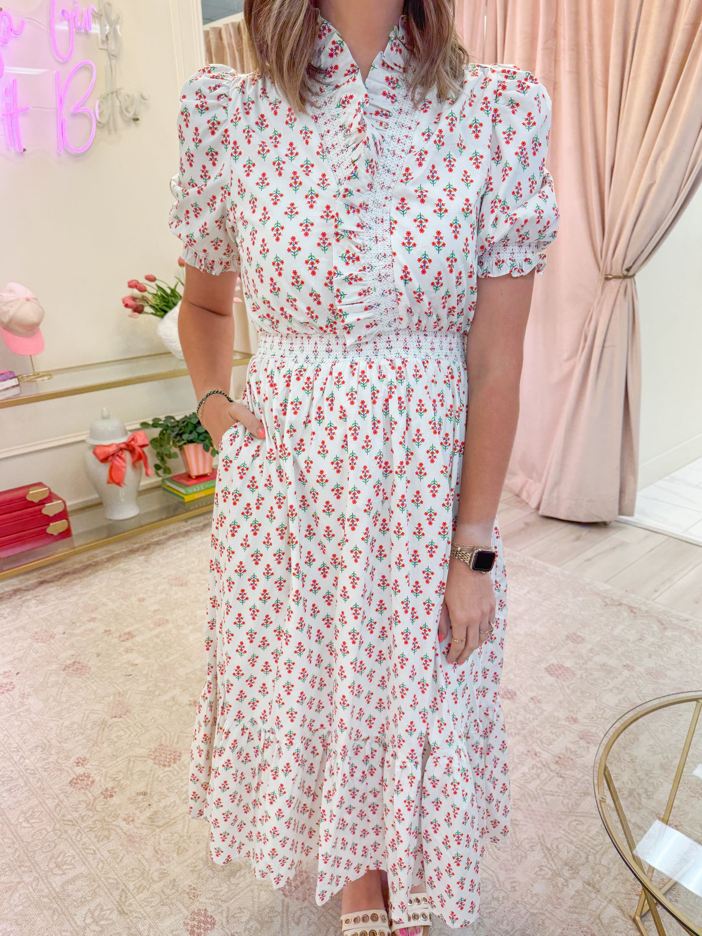 Dutch Floral Ruffle Maxi Dress