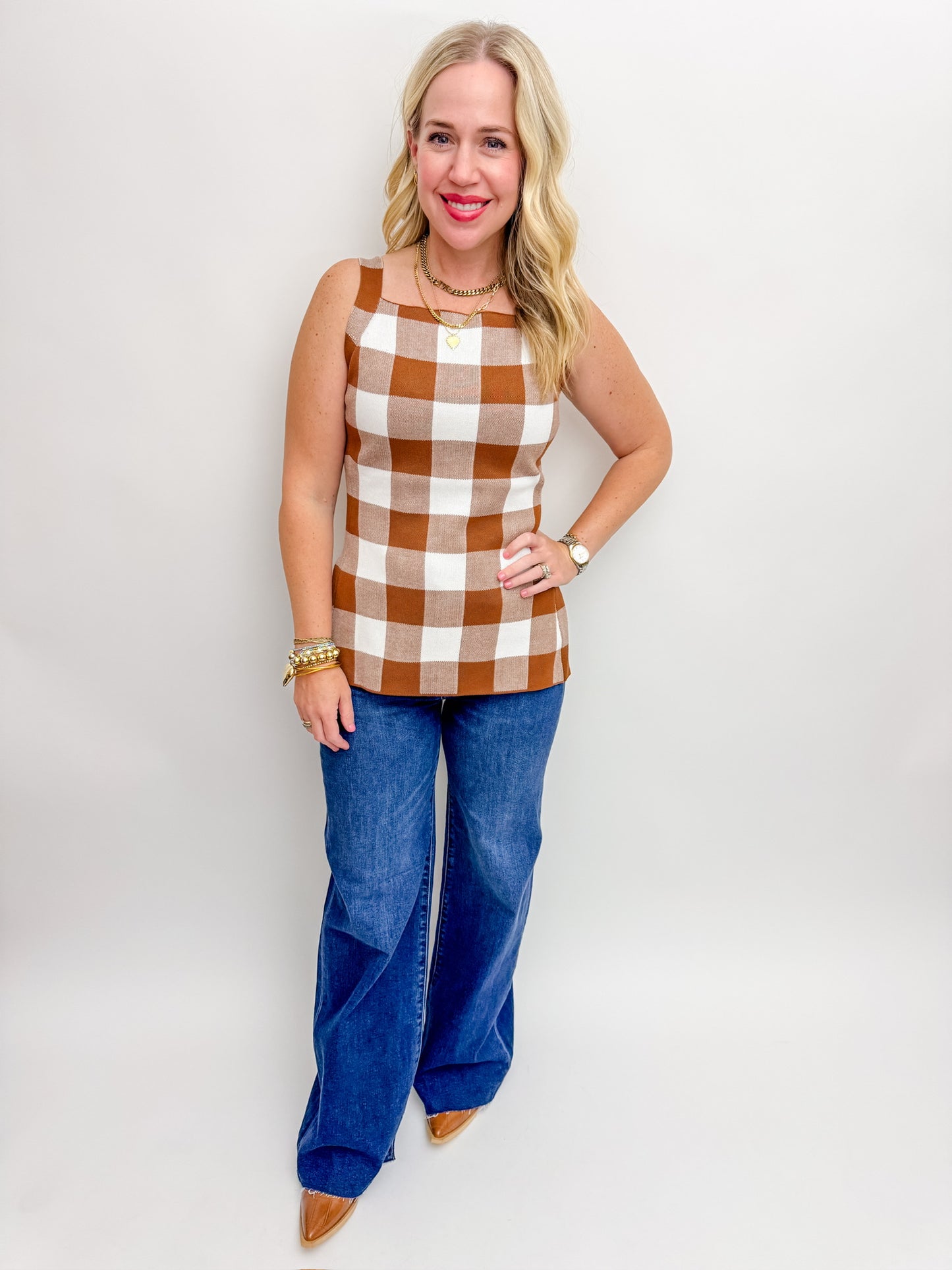 Gia Gingham Knit Top