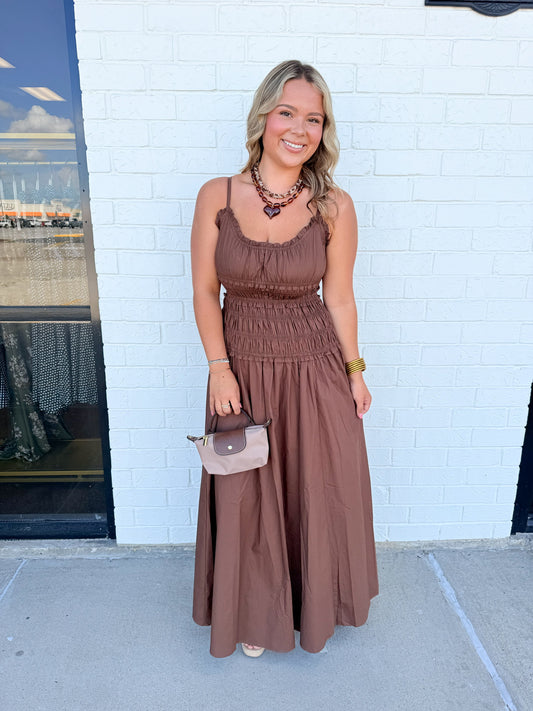 Solid Poplin Smock Cami Maxi Dress