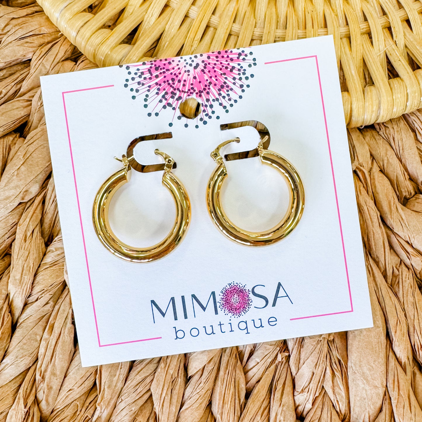 Classy Gold Tube Hoop Earrings