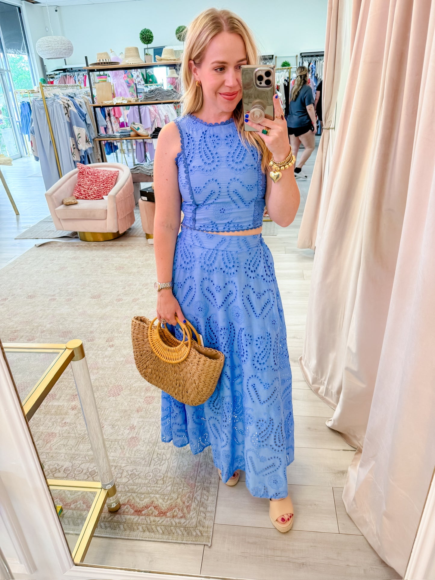 Eyes on You Eyelet Crop and Skirt Set