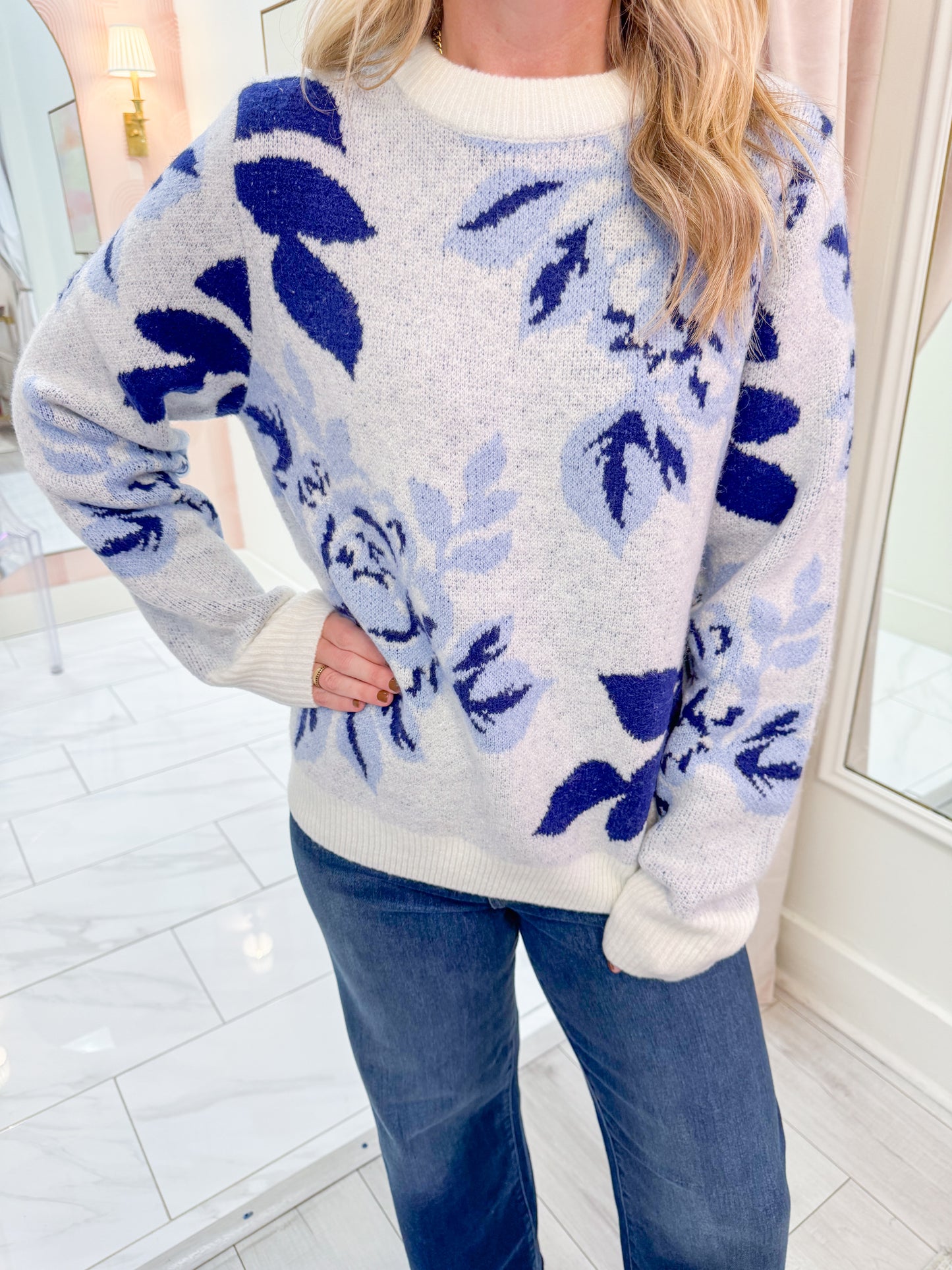 Rainy Season Floral Sweater