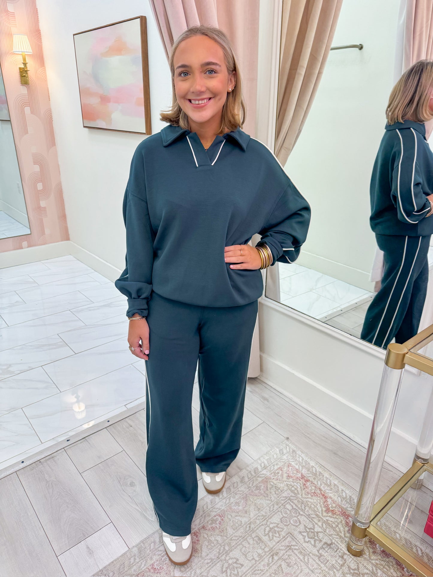 Scuba Luxe Side Stripe Polo Pullover