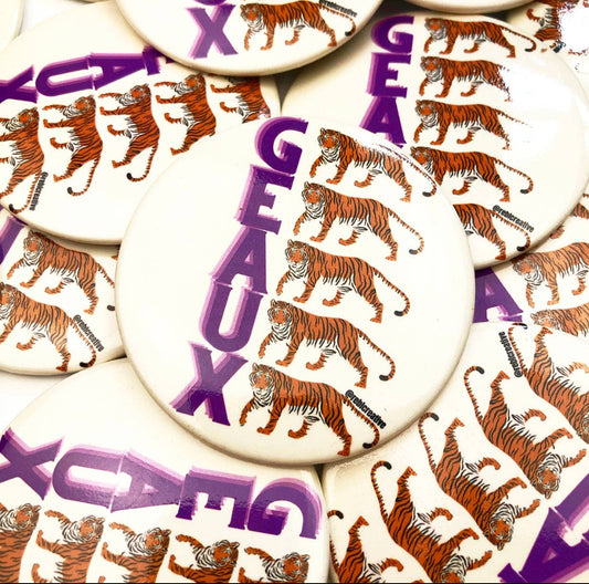 Geaux - Cream - Game Day Button