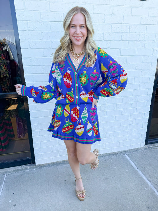 Multi Jeweled Ornament Button Up Cardigan