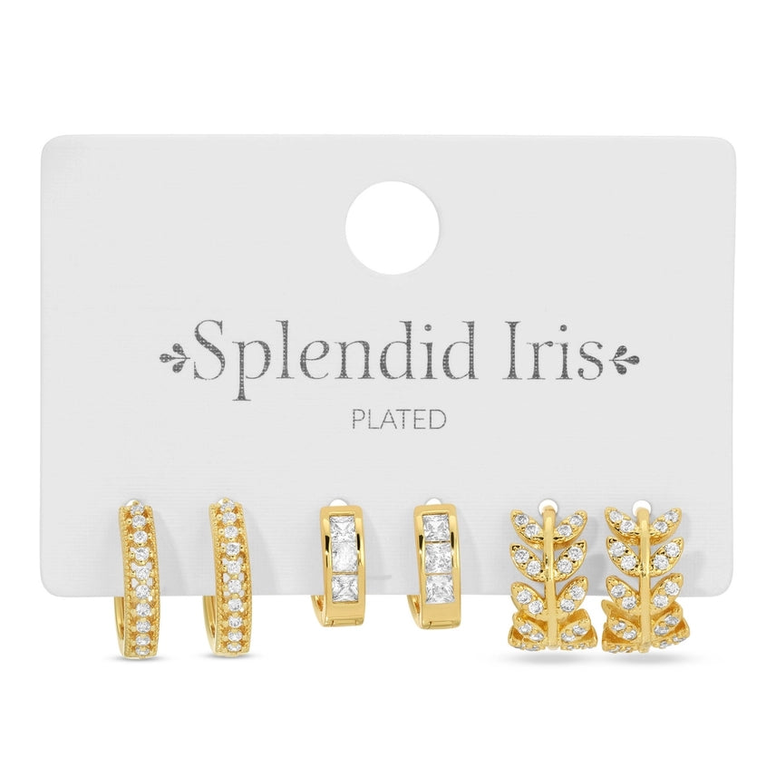 Pave Assorted Gold Huggies