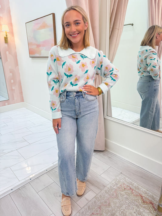 Floral Forecast Collared Sweater