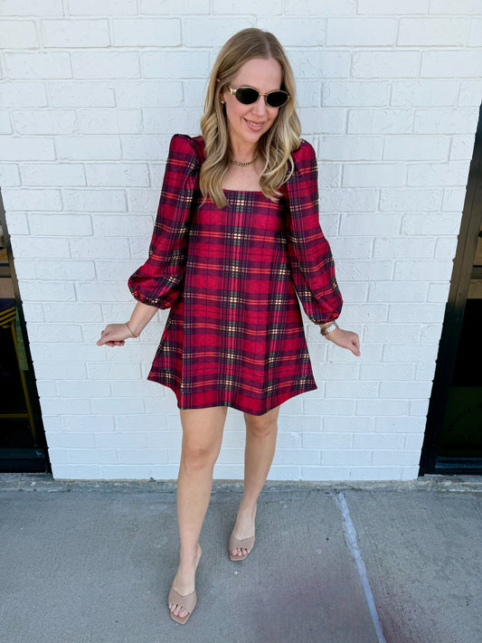 Collins Dress Cabernet Plaid