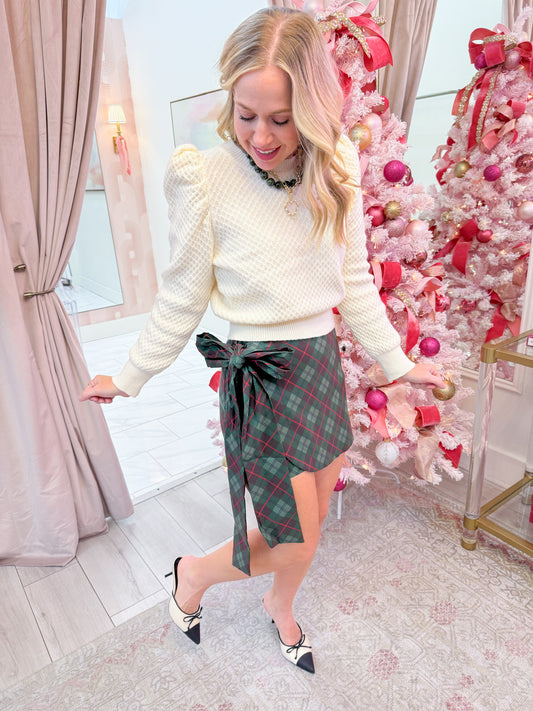 Iva Bow Skirt Mistletoe Plaid
