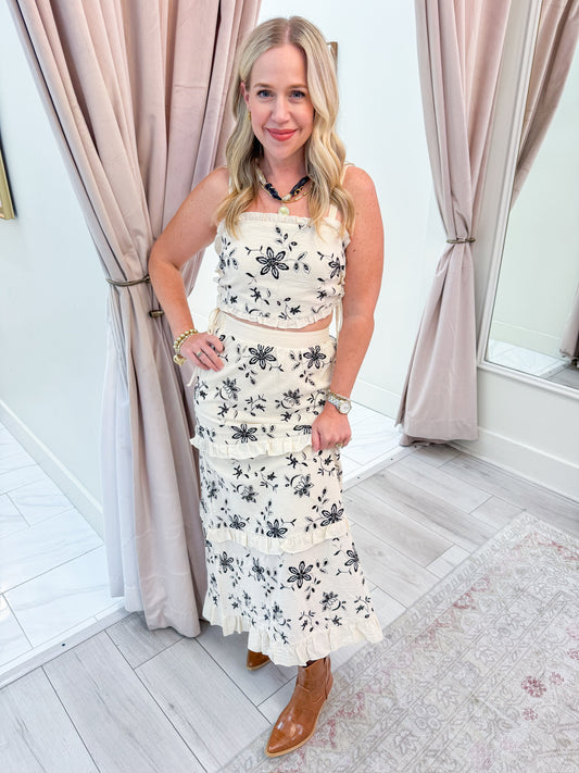 Ebony & Ivory Embroidered Skirt Set