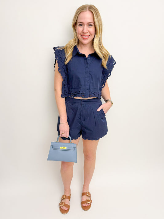 Ellison Eyelet Trim Short Set