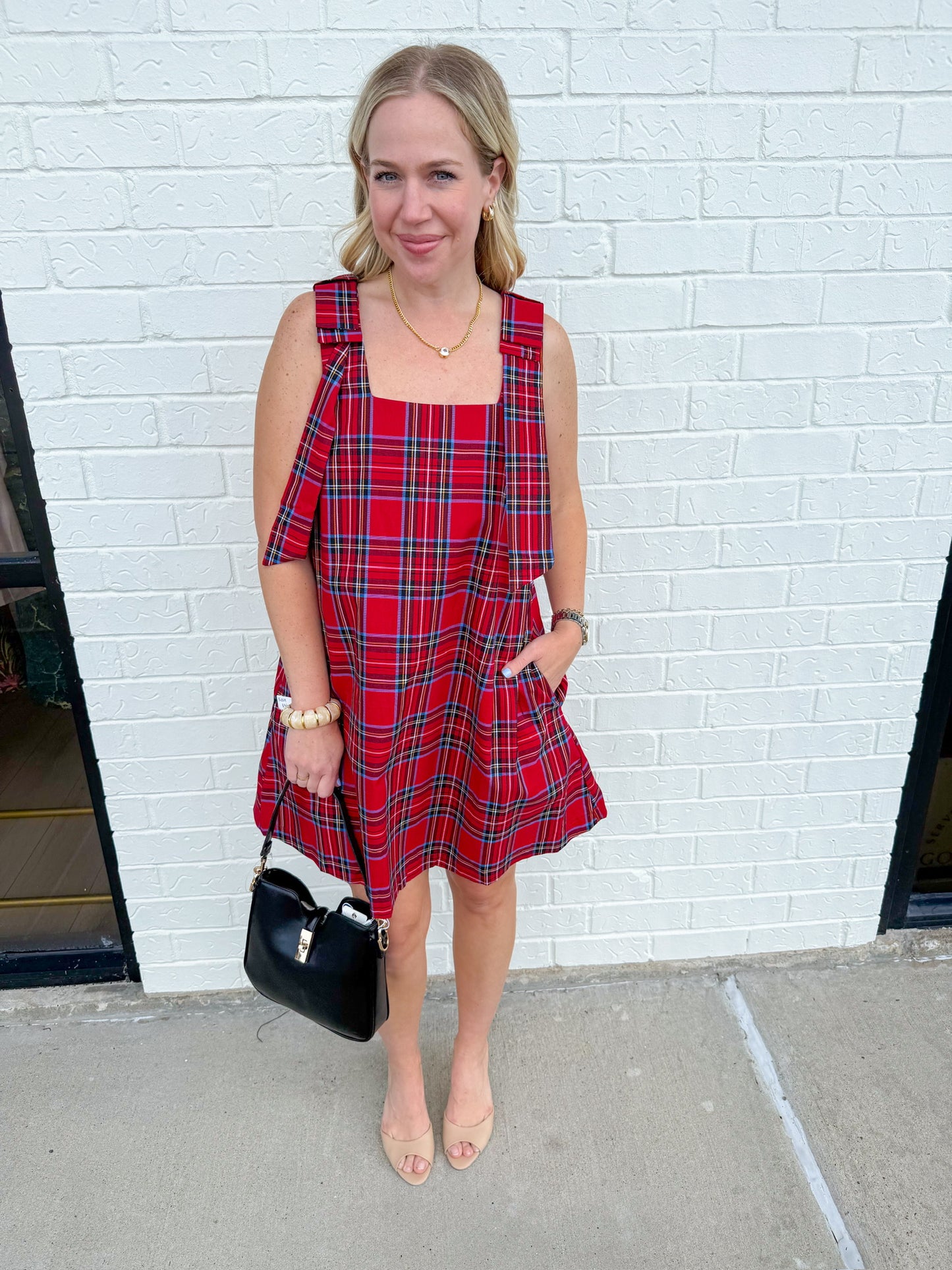 Plaid & Proper Bow Mini Dress