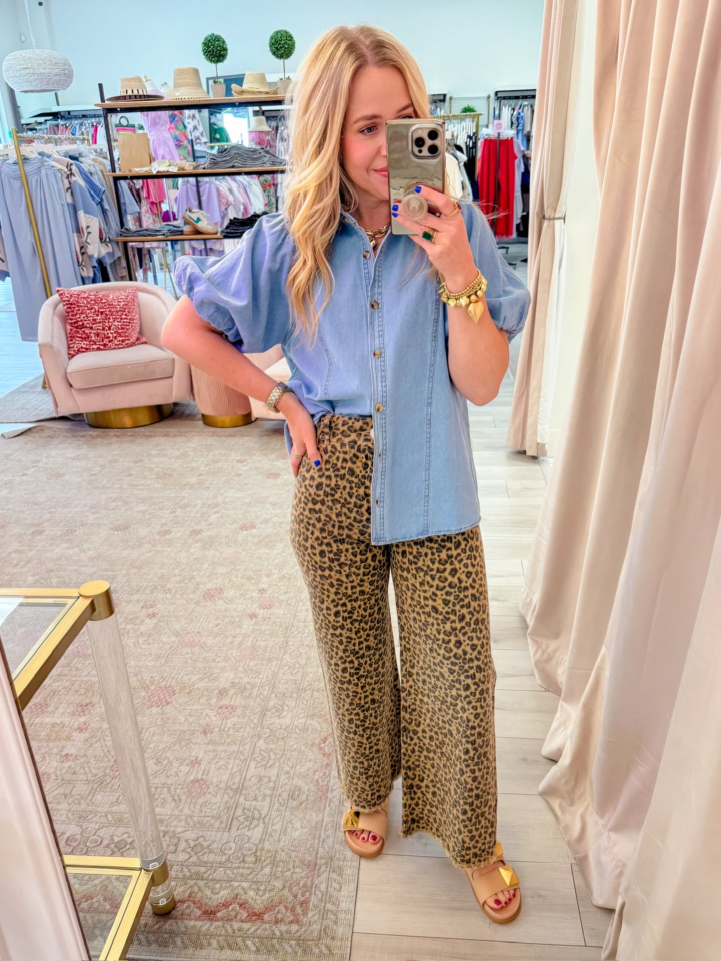 Josie Wide Leg Leopard Jeans