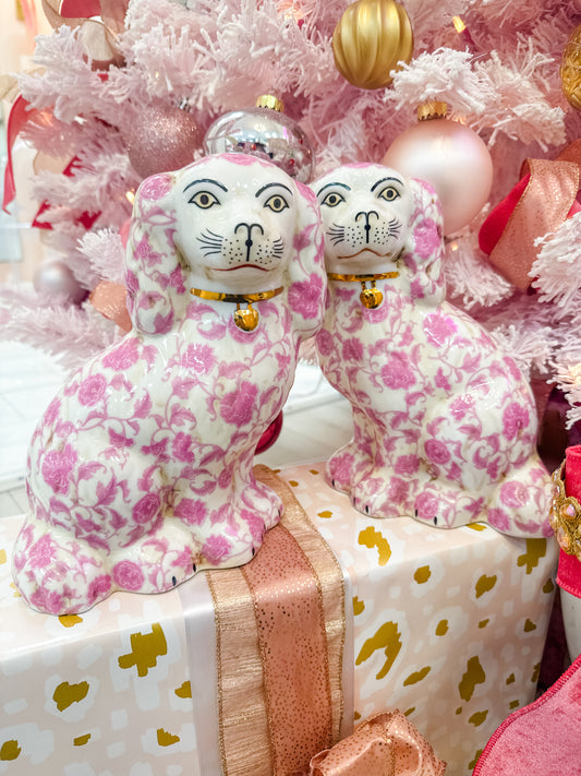 Staffordshire Dog-Pink Florets-Large