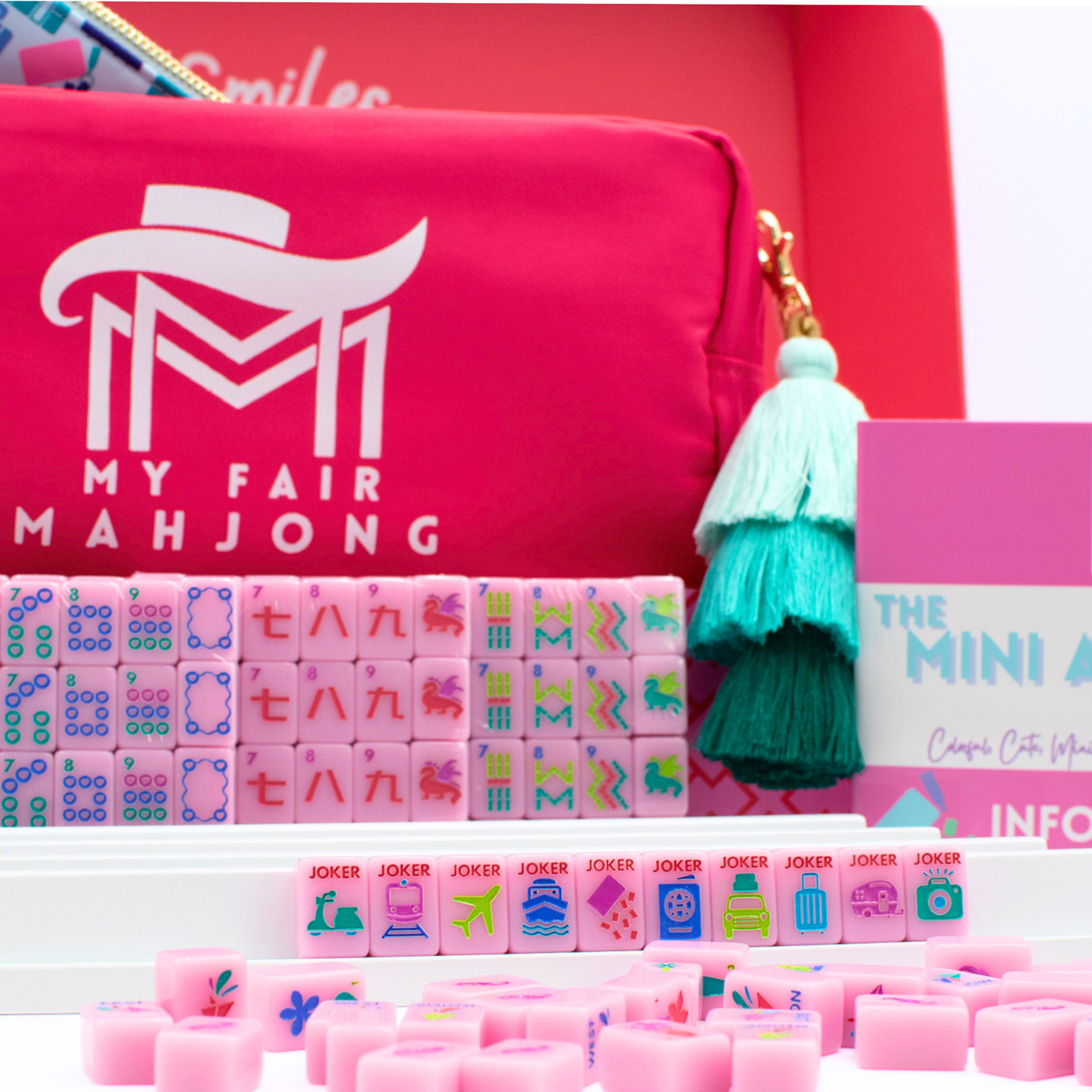 Mini Travel Mahjong Set Pink