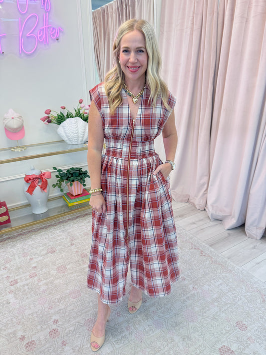 Apple Cider Plaid Midi Dress