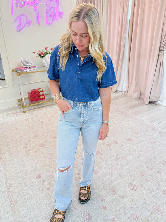 Juliette Denim Cropped Blouse