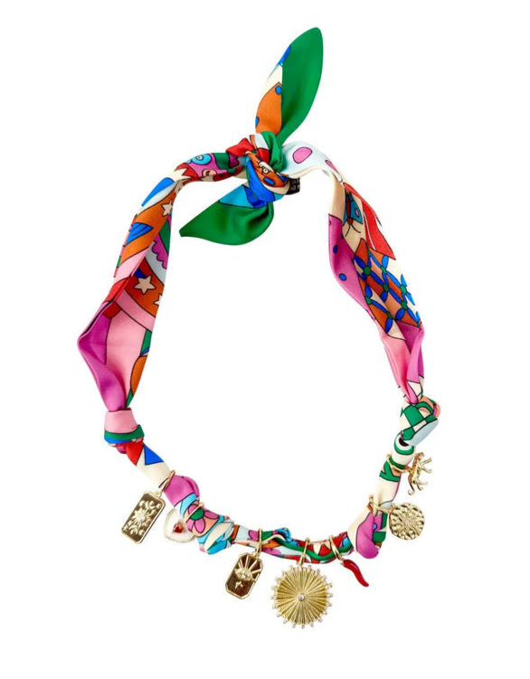 Liza Multi Charm Scarf Necklace