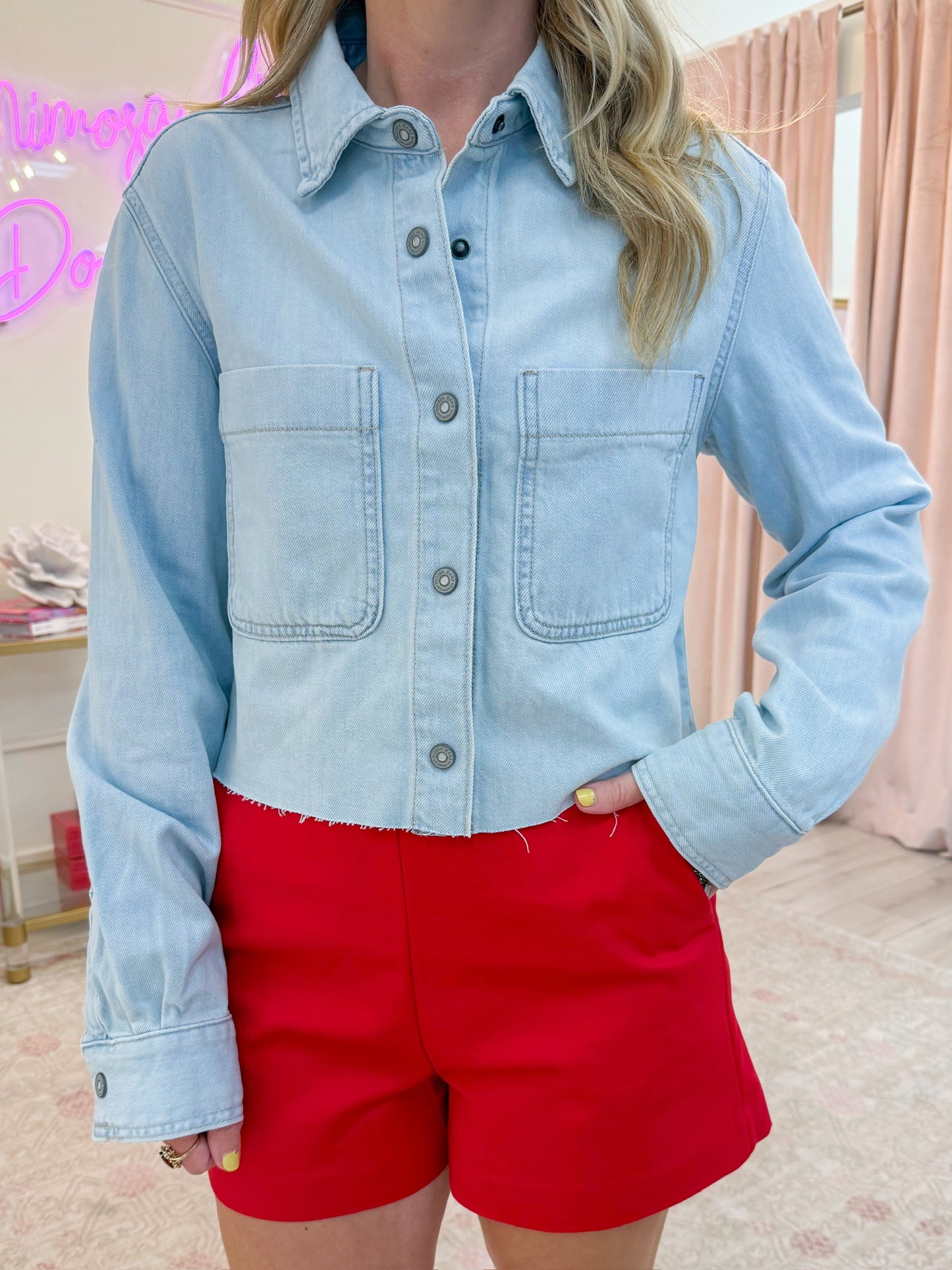 Abbey Cropped Denim Shirt