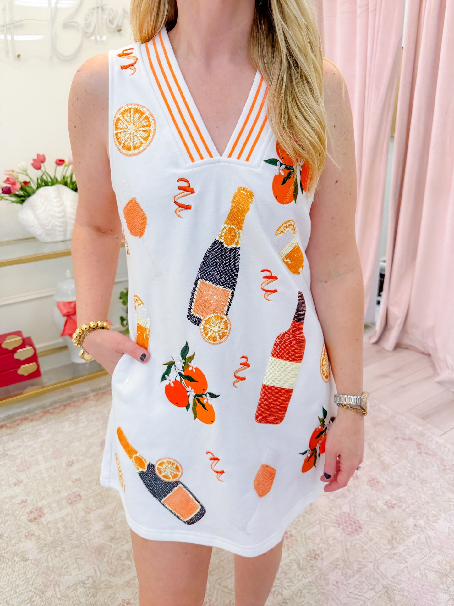 Sequin Mimosa Icon V-Neck Tank Dress