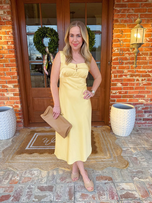 Buttermilk Satin Midi Dress