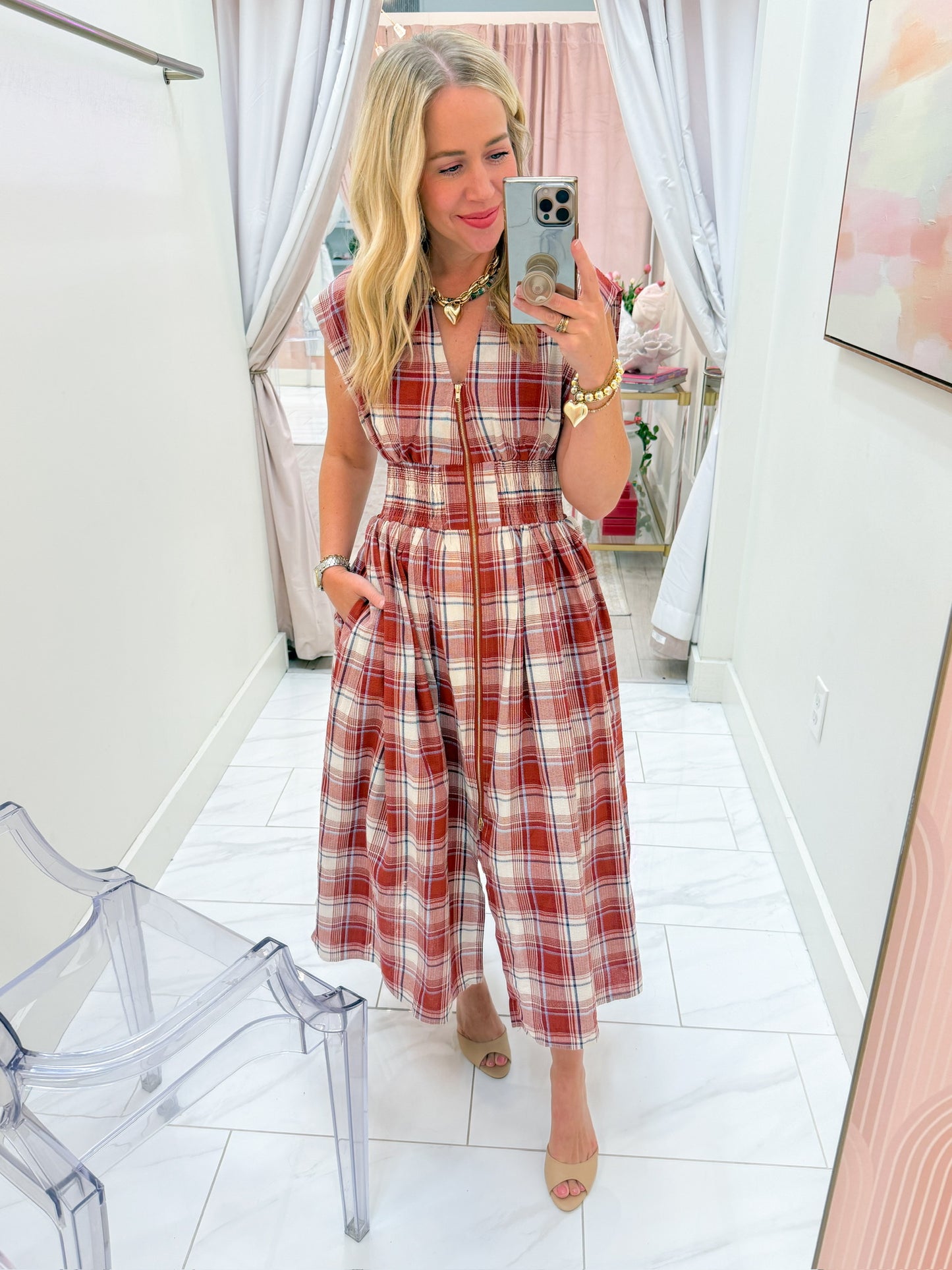 Apple Cider Plaid Midi Dress
