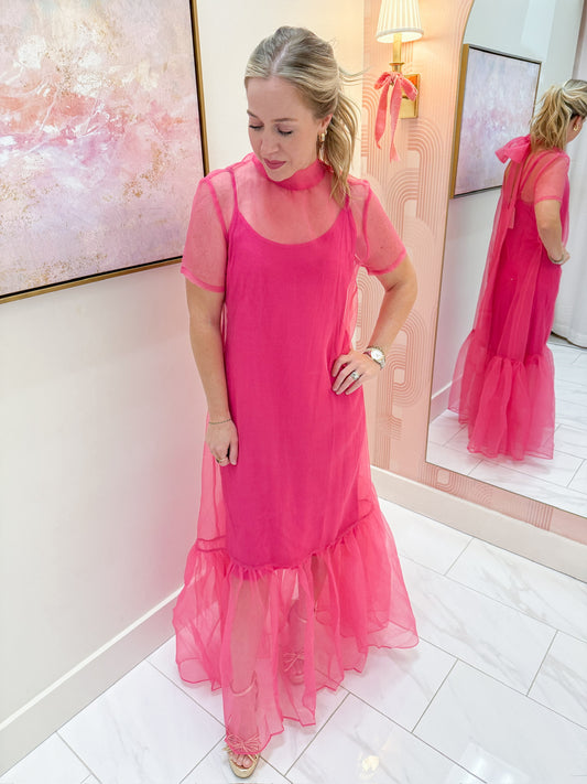 Carrie Organza Mock Bow Maxi Dress