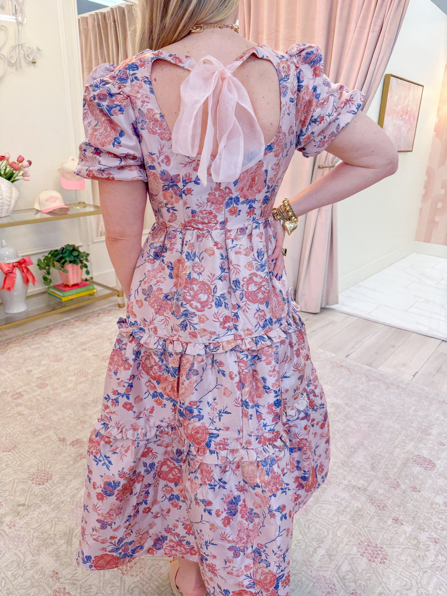 Merrit Jacquard Floral Midi Dress
