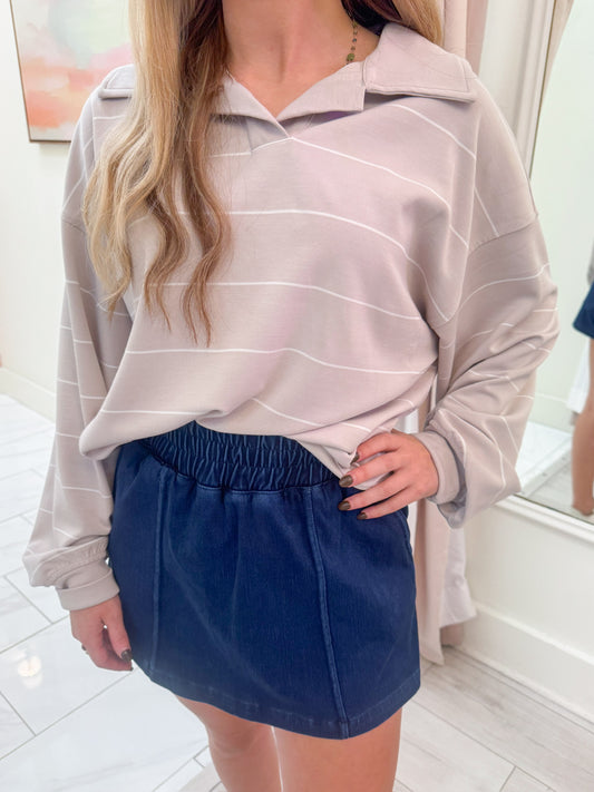 Scuba Luxe Stripe Polo Top